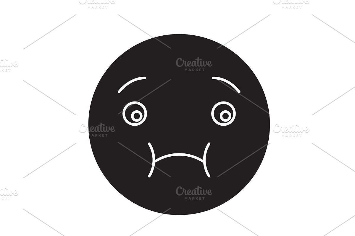 Feeling sick emoji black vector in Illustrations - product preview 8