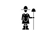 Female farmer with shovel black