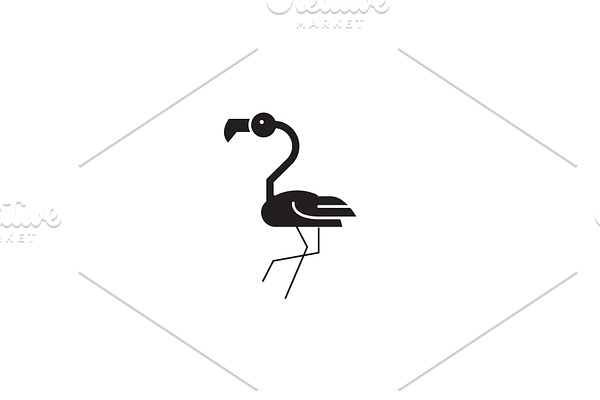 Flamingo head black vector concept