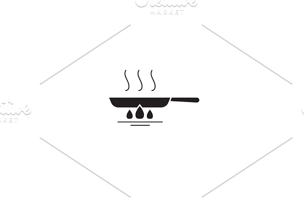 Frying pan black vector concept icon