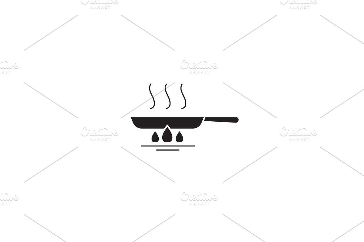 Frying pan black vector concept icon in Illustrations - product preview 8