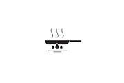 Frying pan black vector concept icon