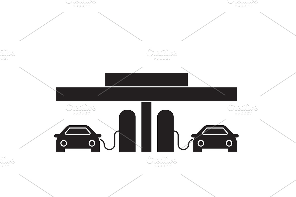 Fuel station black vector concept in Illustrations - product preview 8
