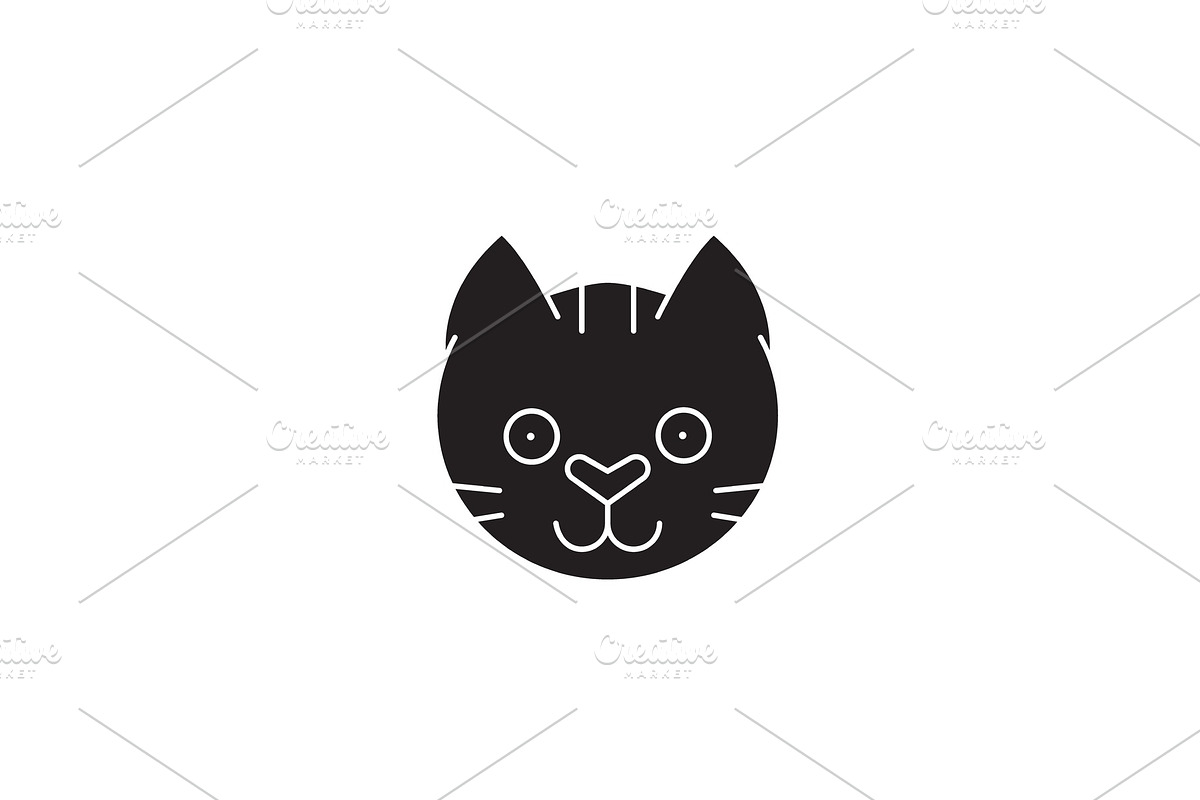Funny cat head black vector concept in Illustrations - product preview 8