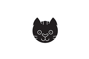Funny cat head black vector concept