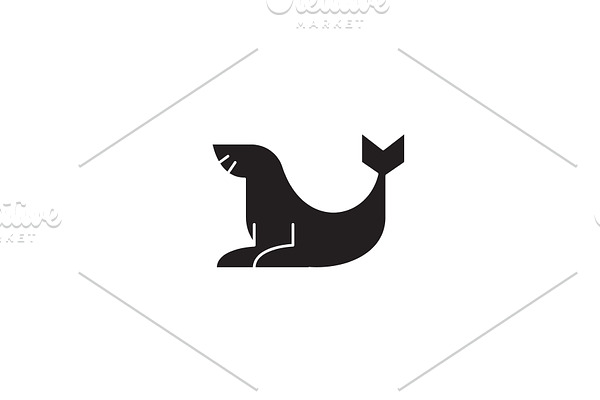 Fur seal black vector concept icon