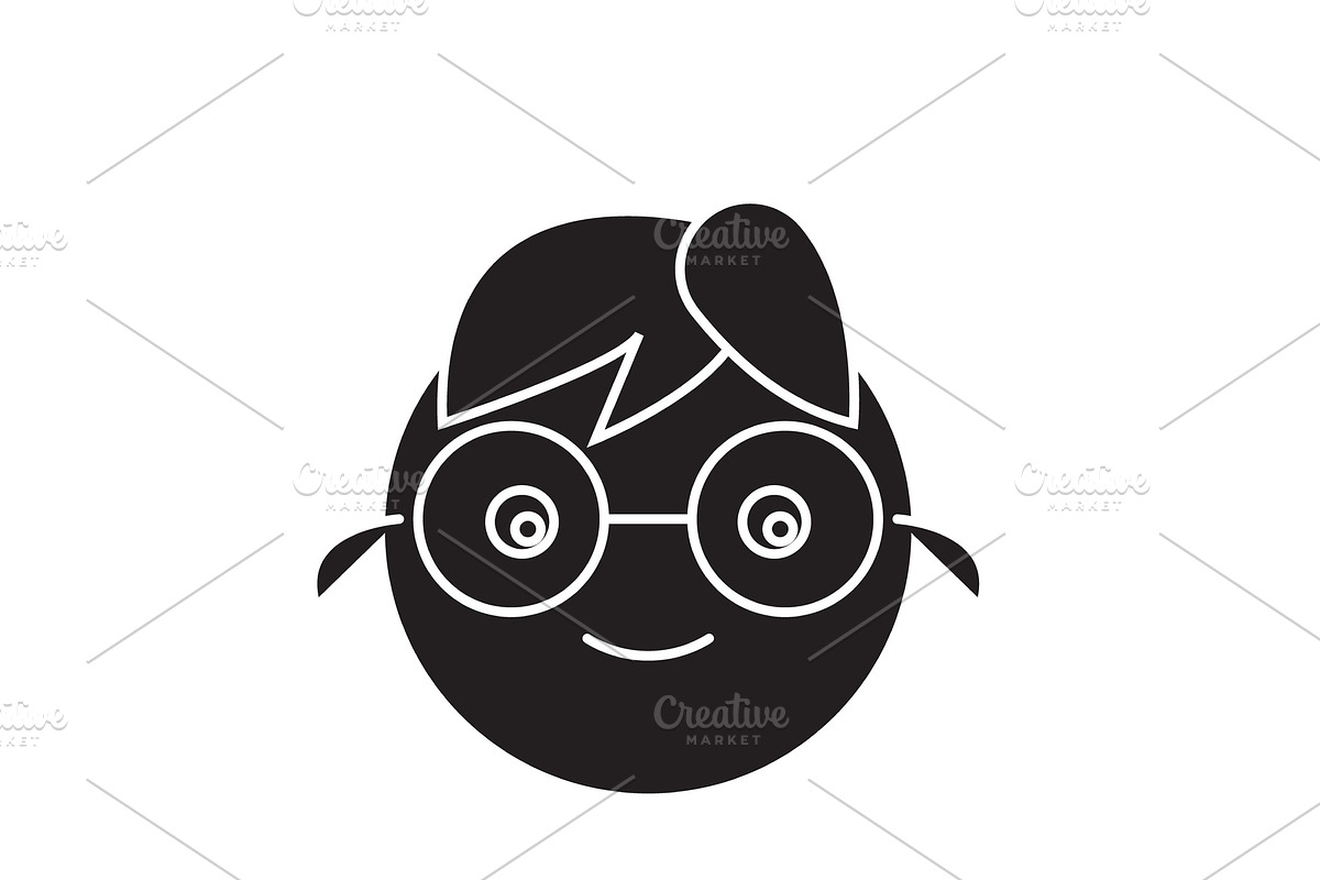 Geek emoji black vector concept icon in Objects - product preview 8