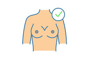 Healthy female breast color icon