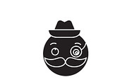 Gentlemen emoji black vector concept