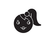 Girl emoji black vector concept icon
