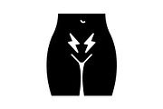 Menstrual cramps and pain glyph icon