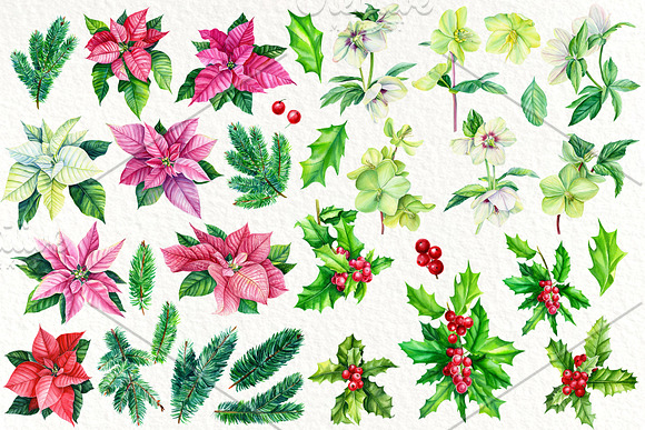 Christmas watercolor clipart in Illustrations - product preview 1