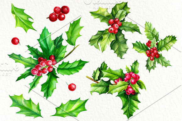 Christmas watercolor clipart in Illustrations - product preview 5