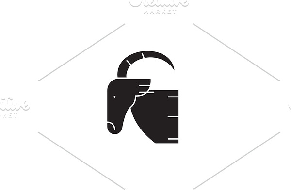 Goat head black vector concept icon