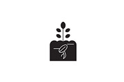 Growing sprout black vector concept