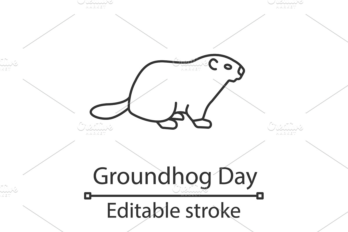 Groundhog Day linear icon in Icons - product preview 8