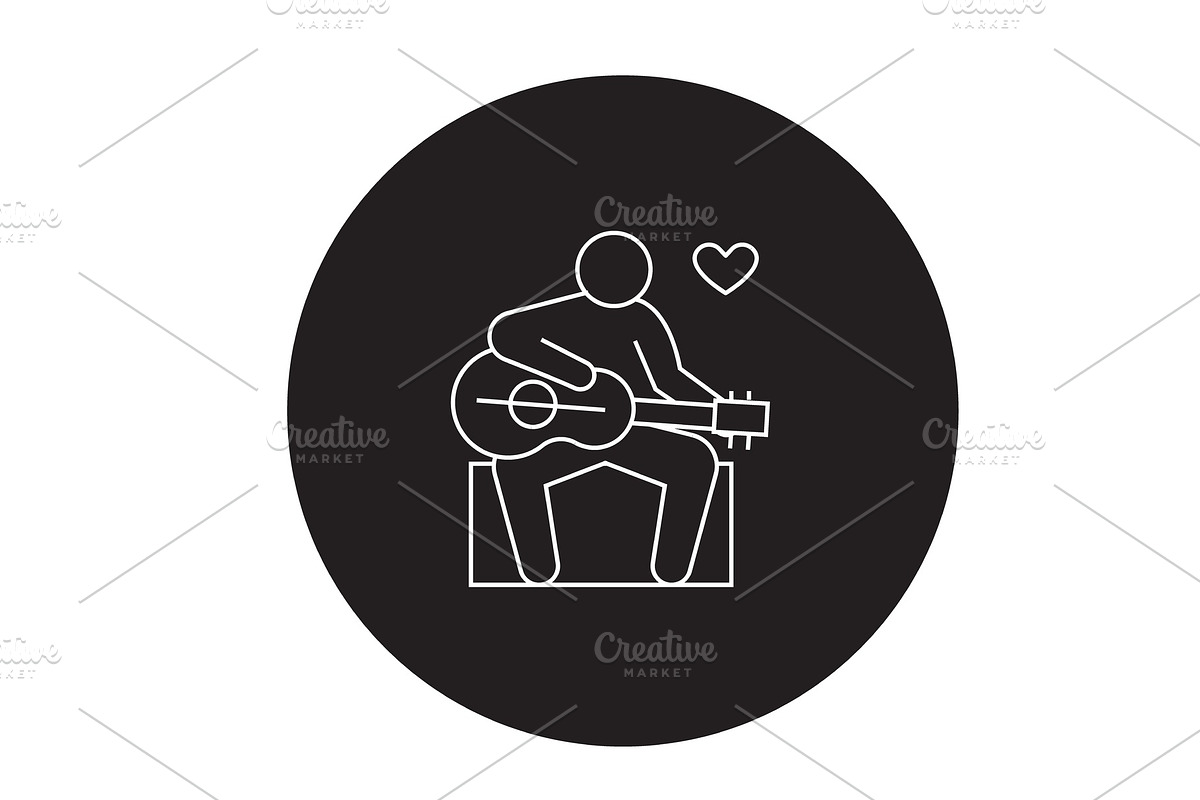 Guitar player black vector concept in Illustrations - product preview 8