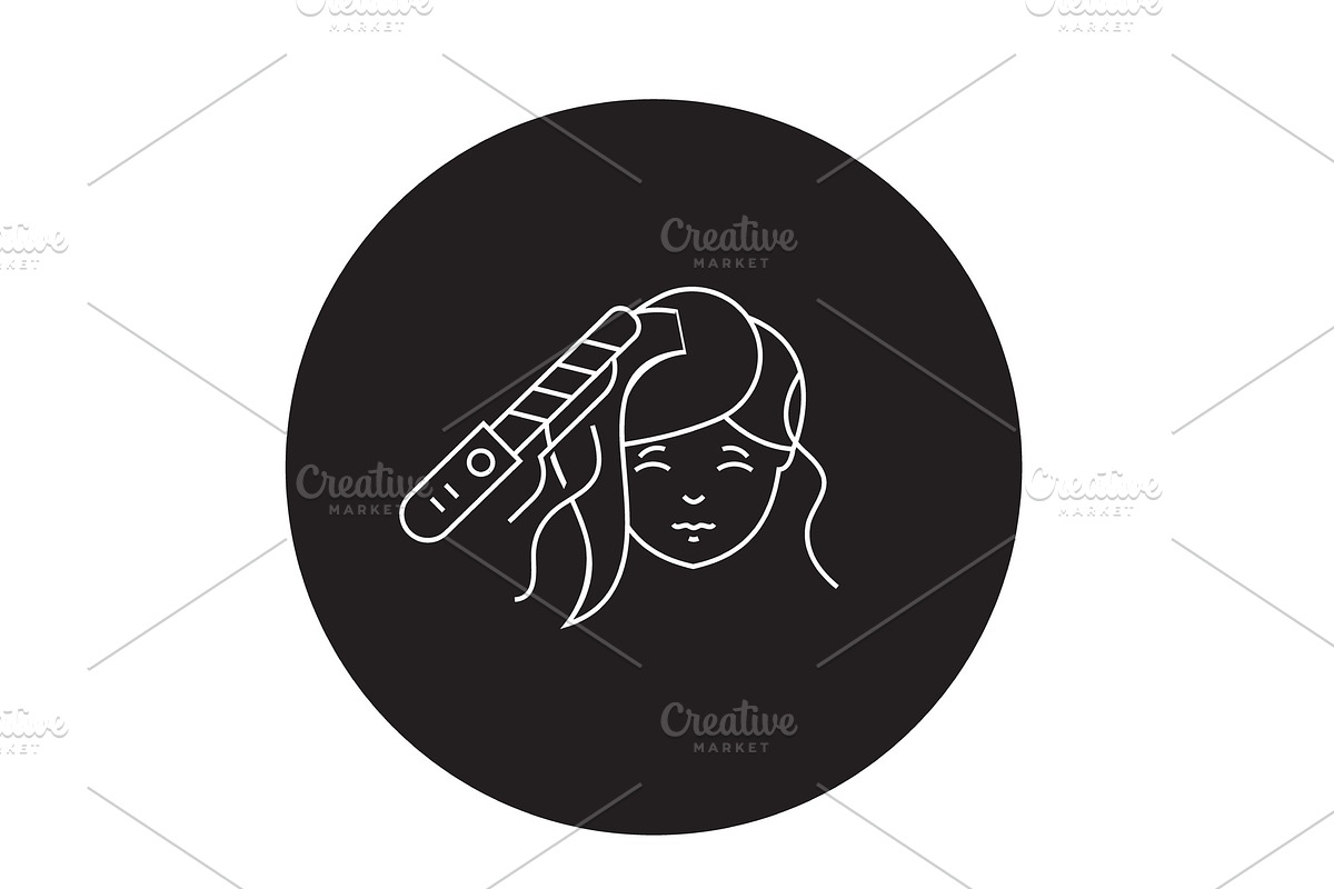 Hair styling black vector concept in Illustrations - product preview 8