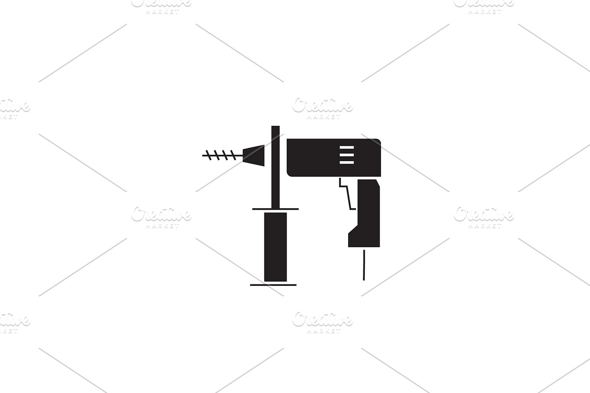 Hammer drill black vector concept in Illustrations - product preview 8