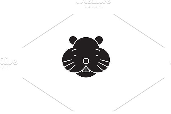 Hamster head black vector concept