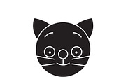 Happy cat emoji black vector concept