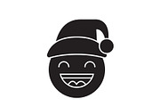 Happy new year emoji black vector