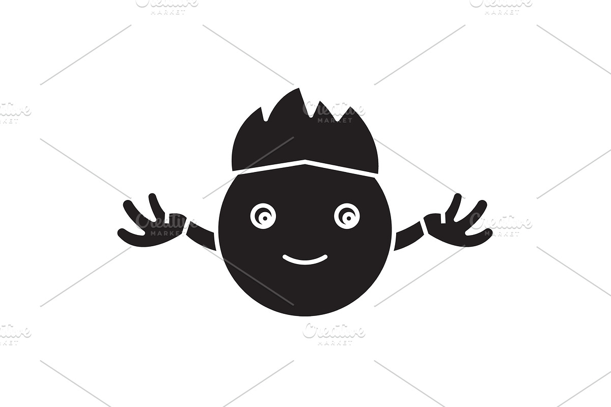 Hippy emoji black vector concept in Illustrations - product preview 8
