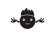 Hippy emoji black vector concept