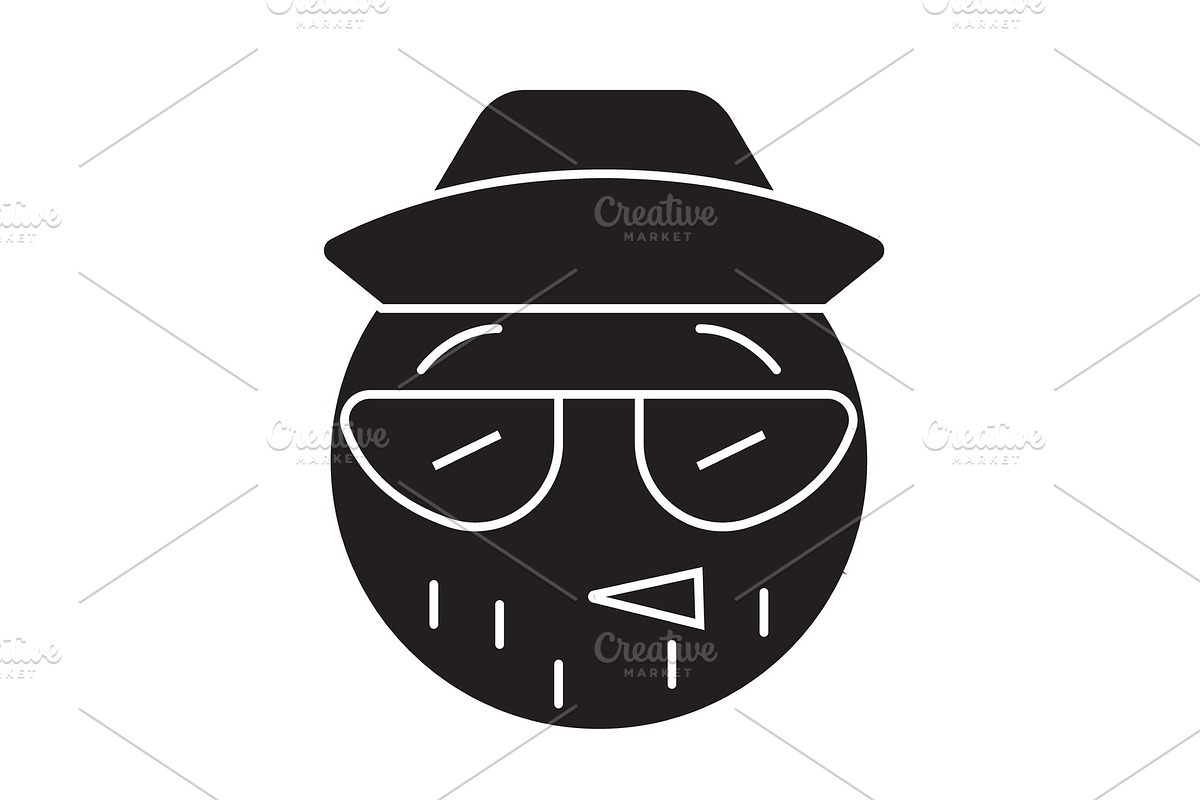 Hipster emoji black vector concept in Illustrations - product preview 8