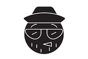 Hipster emoji black vector concept