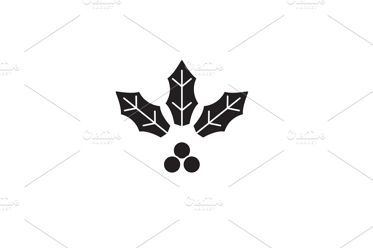 Holly flower black vector concept in Objects - product preview 8