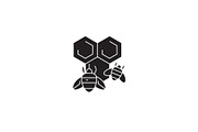 Honey bee black vector concept icon