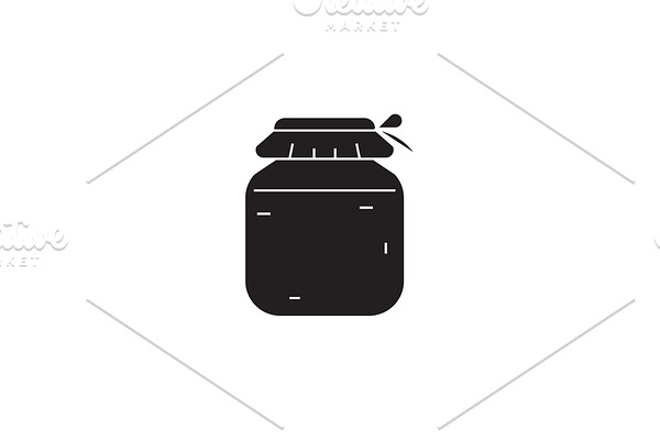 Honey jar black vector concept icon