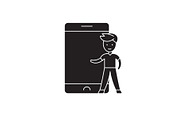 Child and smartphone black vector