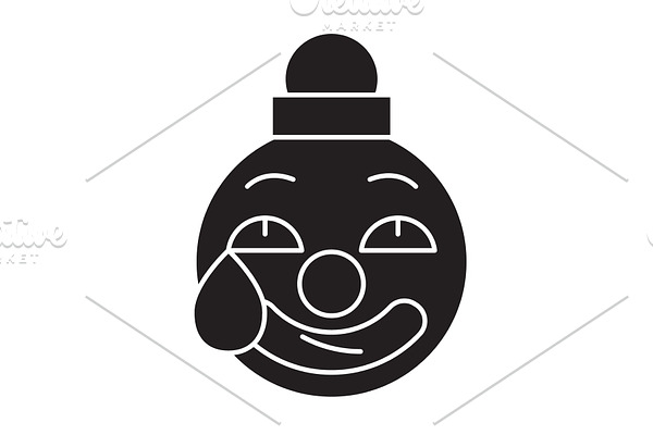 Clown emoji black vector concept