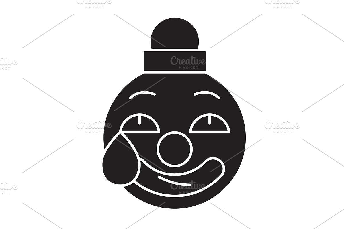 Clown emoji black vector concept in Illustrations - product preview 8