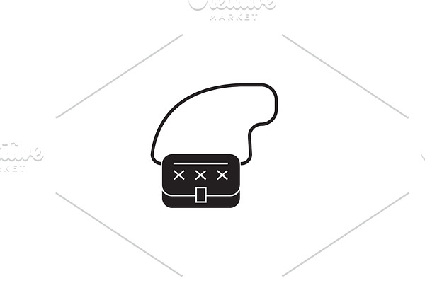 Clutch bag black vector concept icon