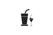 Cocktail drinks black vector concept
