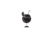 Cocktail glass black vector concept