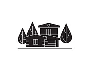 Country house black vector concept