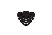 Cute dog head black vector concept