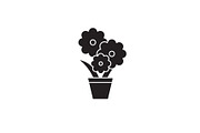 Cute flower pot black vector concept