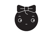 Cute girly emoji black vector