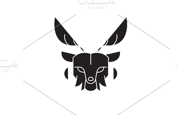Deer head black vector concept icon