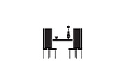 Dining table with two chairs black