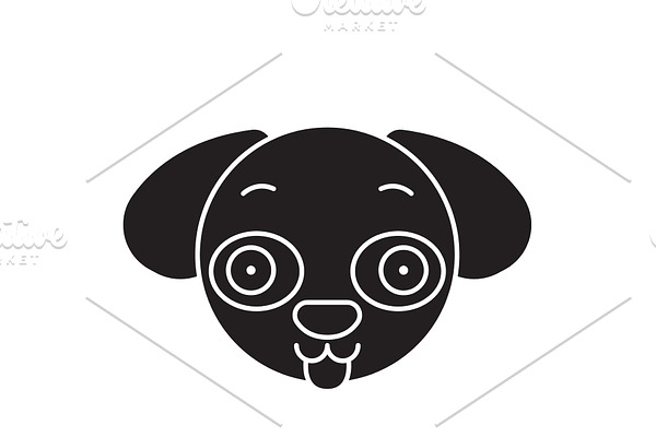 Doggy emoji black vector concept