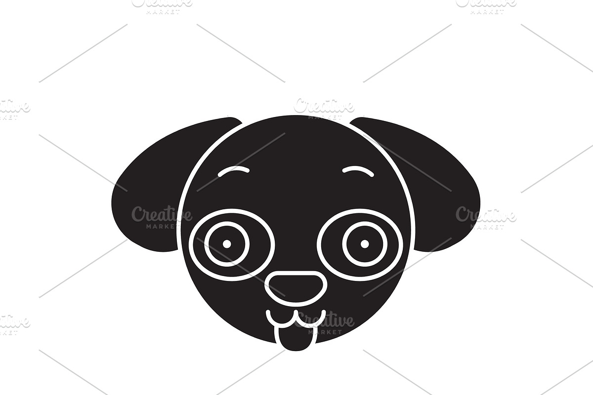 Doggy emoji black vector concept in Illustrations - product preview 8