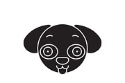 Doggy emoji black vector concept