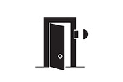 Door bell black vector concept icon