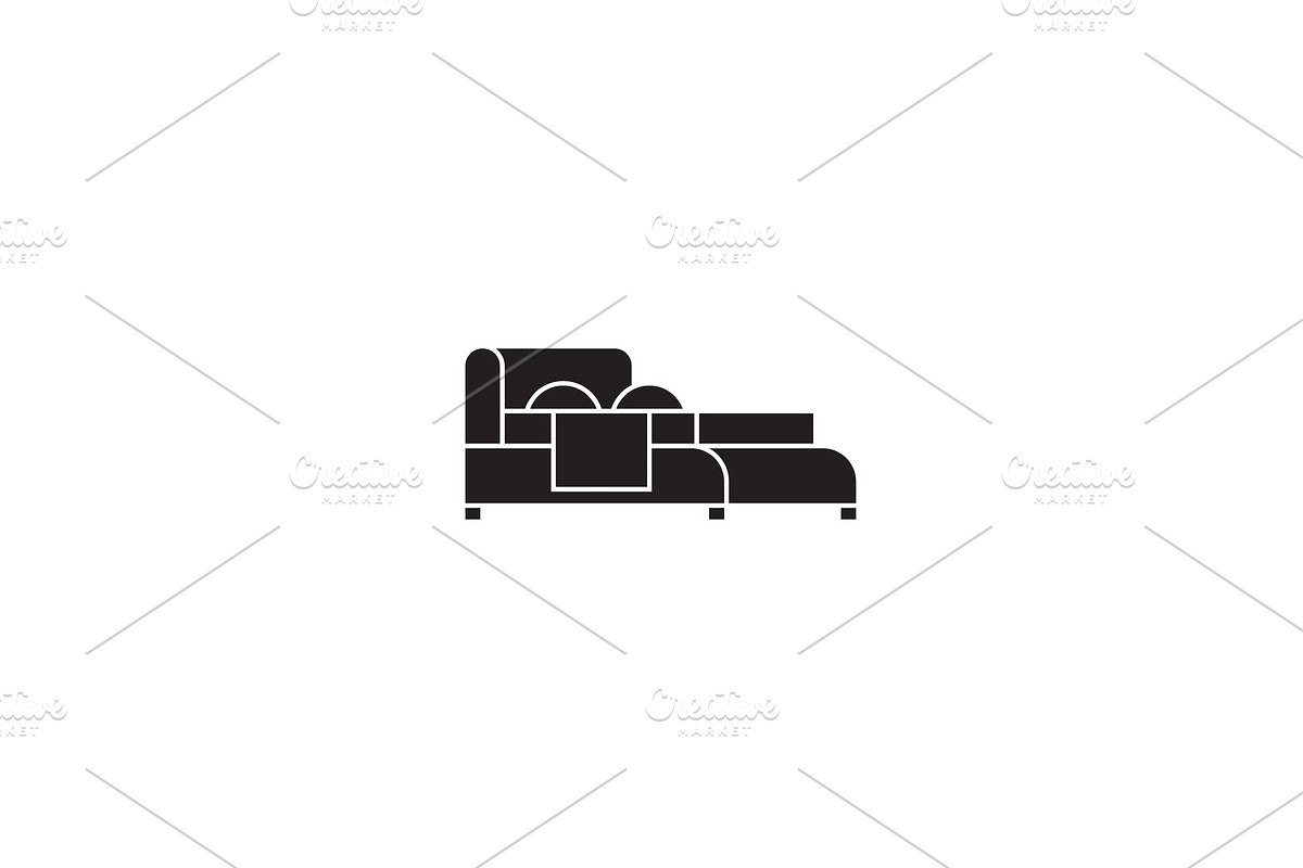 Double bed black vector concept icon in Objects - product preview 8